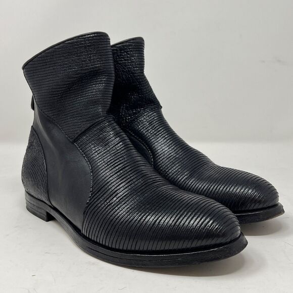 MoMa Mens Black Leather Ankle Boots Zip Chelsea Size US 7.5 Made In Italy 38 - Picture 1 of 8
